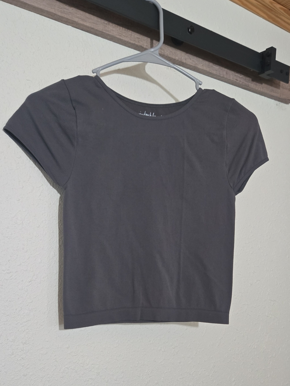 Pre-loved Intimately Free People Charcoal Short Sleeve Crop Top